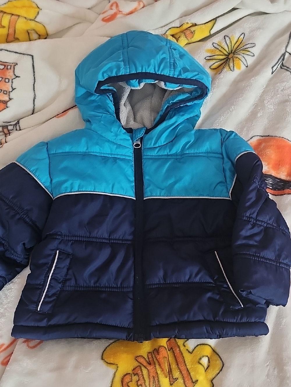 healthtex Blue and Navy Colorblock Hooded Puffer Jacket